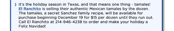 El Ranchito
							See image for article
							www.elranchito-dallas.com