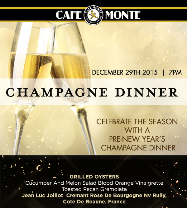 Champagne Dinner
							 Dec 29 - 7pm
							 See image for full details