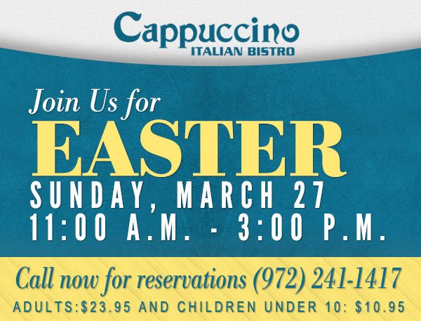 Join us for Easter
							 Sunday, March 27
							 See image for details