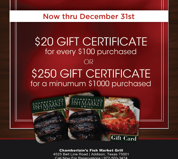 Gift Certificate Special
							 See image for details