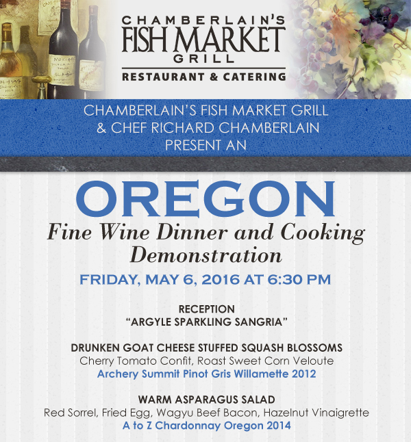 Oregon Fine Wine Dinner and
							 Cooking Demonstration
							 See image for details