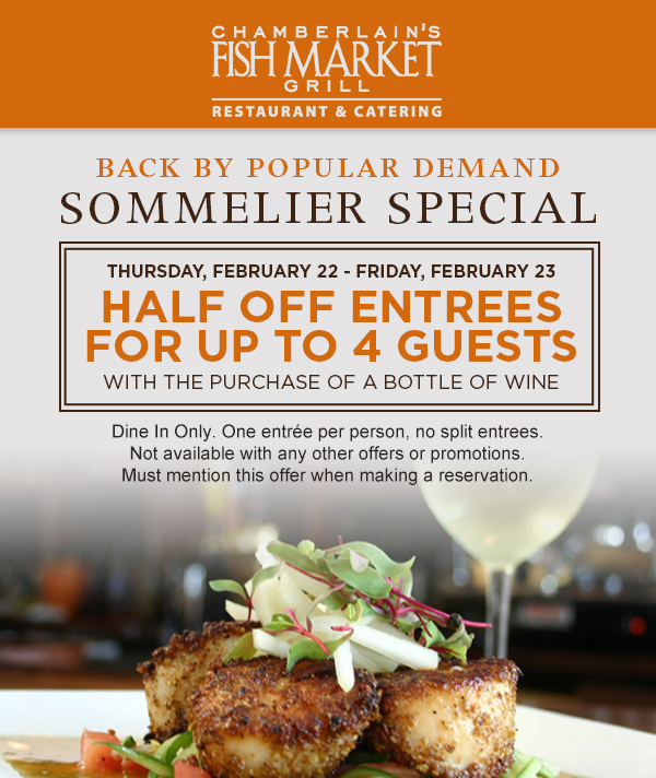 Half Off Entrees for up to 4 Guests
							 See image for details