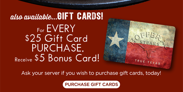 Also available...
							 Gift Cards!
							 See image for full details