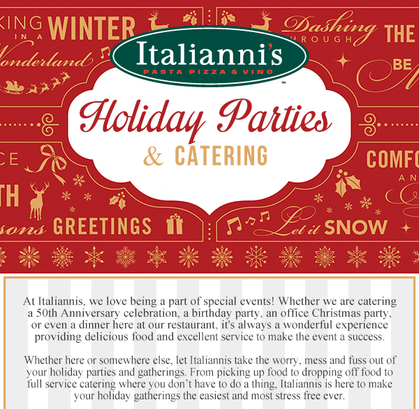 Holiday Parties & Catering - Book Now!
							 See image for full details