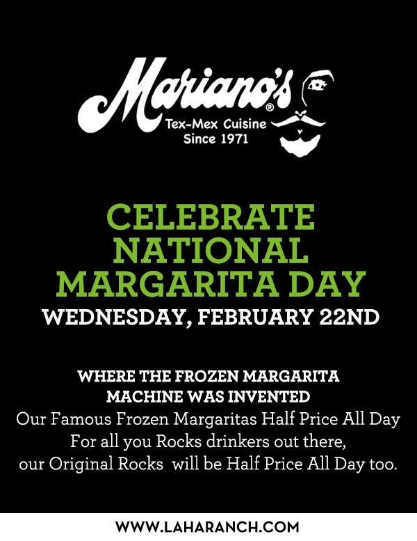 Margarita Wednesdays
							www.laharanch.com