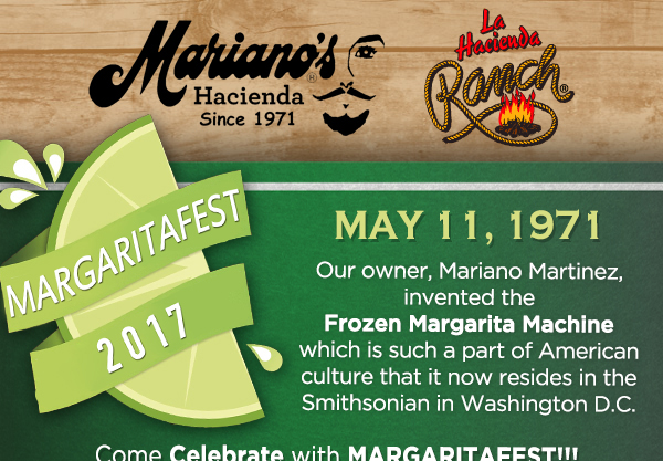 Margaritafest
							 May 5th - 11th
							 See image for full details