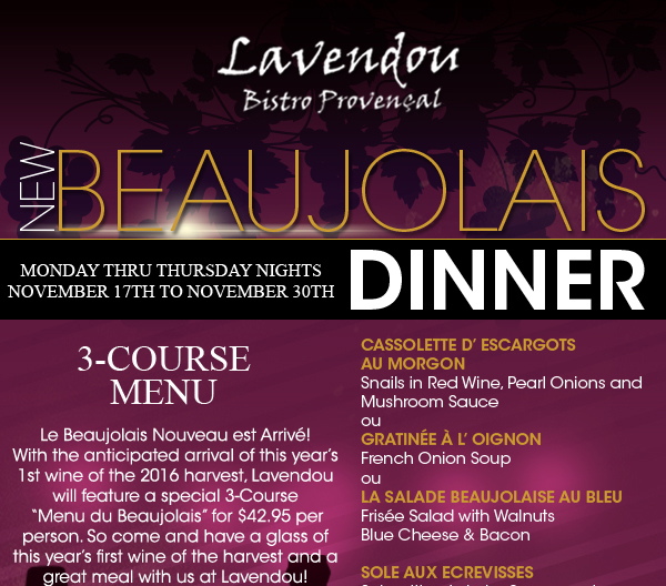 Beaujolais Dinner
							 See image for details