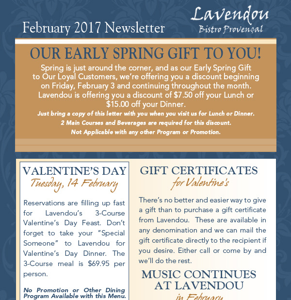 Lavendou Newsletter
							 See image for articles