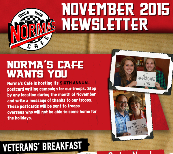 Norma's Cafe Newsletter