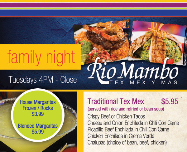 Join us for Family NightTuesdays 4pm - close