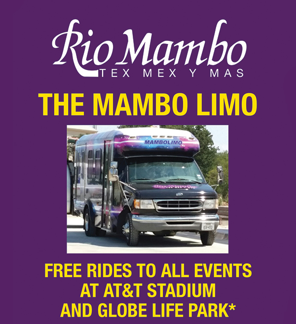 The Mambo Limo
							 Free rides to all events at AT&T Stadium and Globe Life Park
							 See image for details