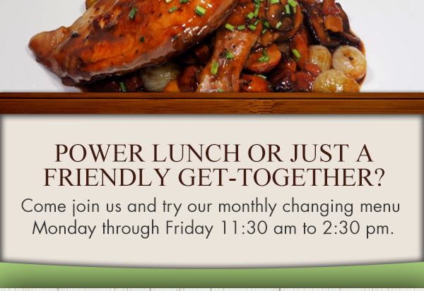 Power lunch or just a friendly get-together?
							 See image for details