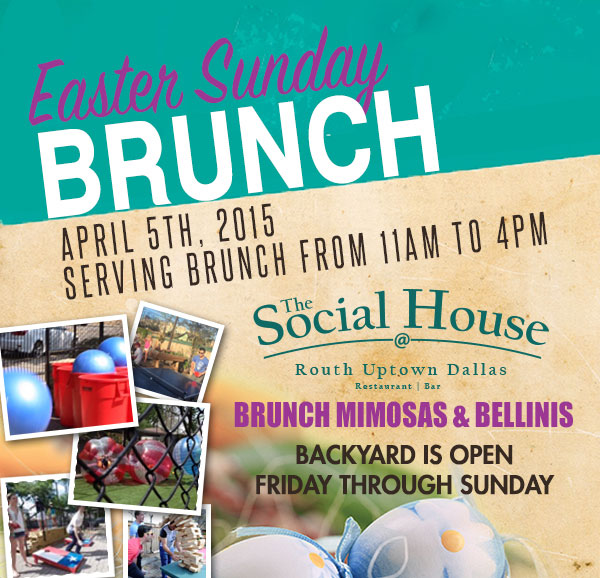 Easter Sunday Brunch
							 April 5th - Sercing Brunch from 11am to 4pm