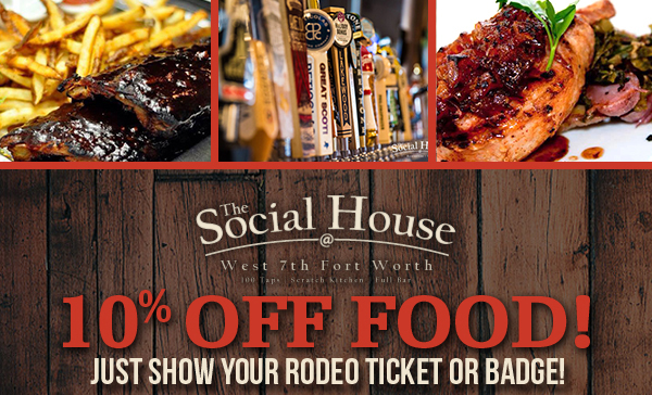 10% Food Discount with your Rodeo Ticket or Badge!
							See image for full details/disclaimer