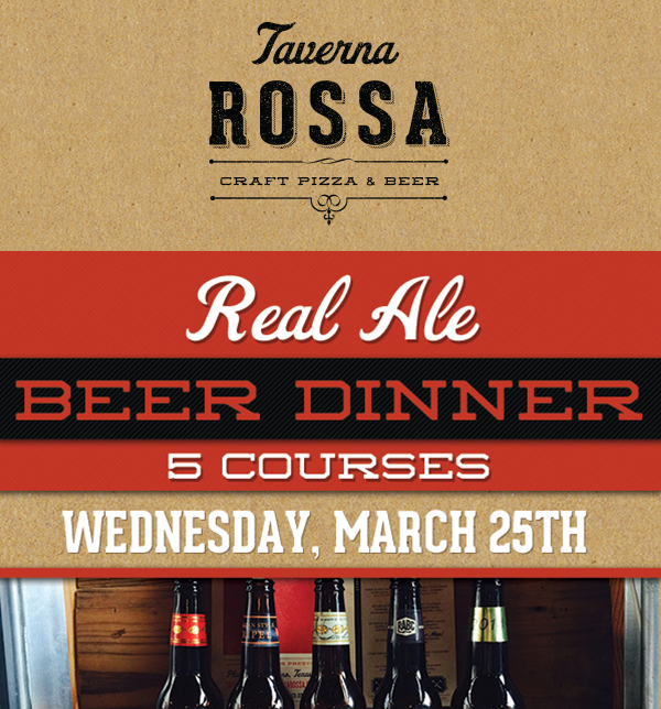 Real Ale Beer Dinner
							 5 courses - Weds, March 25th
							 See image for full disclaimer