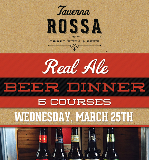 Real Ale Beer Dinner
							 5 courses - Weds, March 25th
							 See image for full disclaimer