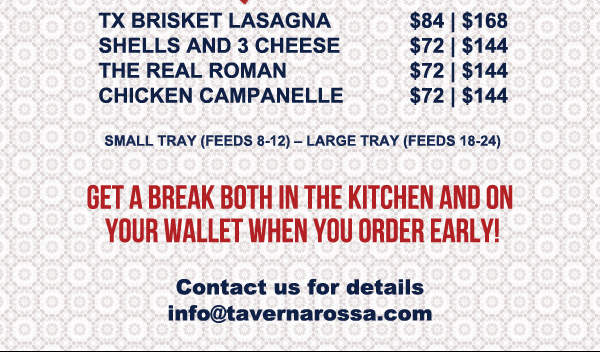 Get a break both in the kitchen
							 and on your wallet when you order early!
							 See image for full details