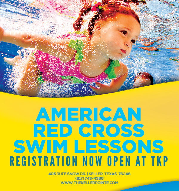 American Red Cross Swim Lessons
							 Now enrolling at TKP!
							 405 Rufe Snow Dr. Keller, Texas 76248
							 www.thekellerpointe.com
							 See image for full details