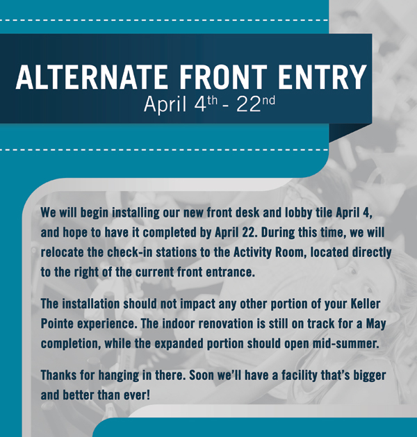 Alternate Front Entry
							 April 4 -22
							 See image for full details