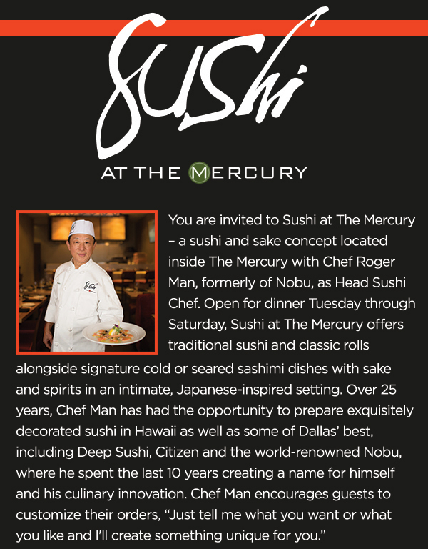 Sushi at the Mercury
							 See image for details