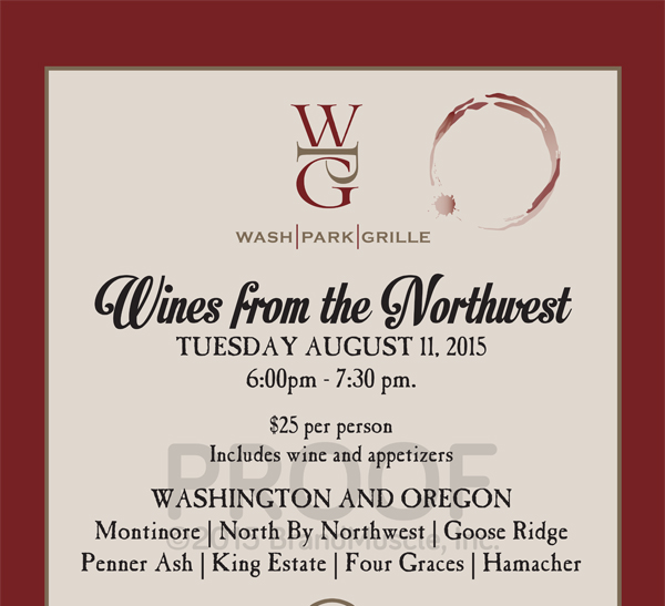 Wines from the Northwest
							 Tuesday, August 11 2015
							 6pm - 7:30pm
							 46% off - $27