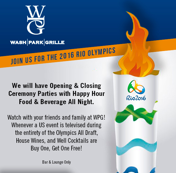 Watch the Olympics at Wash Park Grille. See image for full details