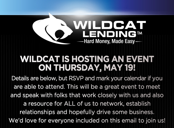 Wildcat is hosting an event on
							 Thursday, May 19!
							 See image for full details